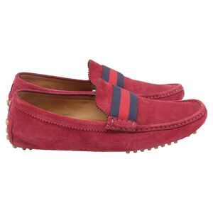 Gucci Web Accent Loafers in Burgundy Suede